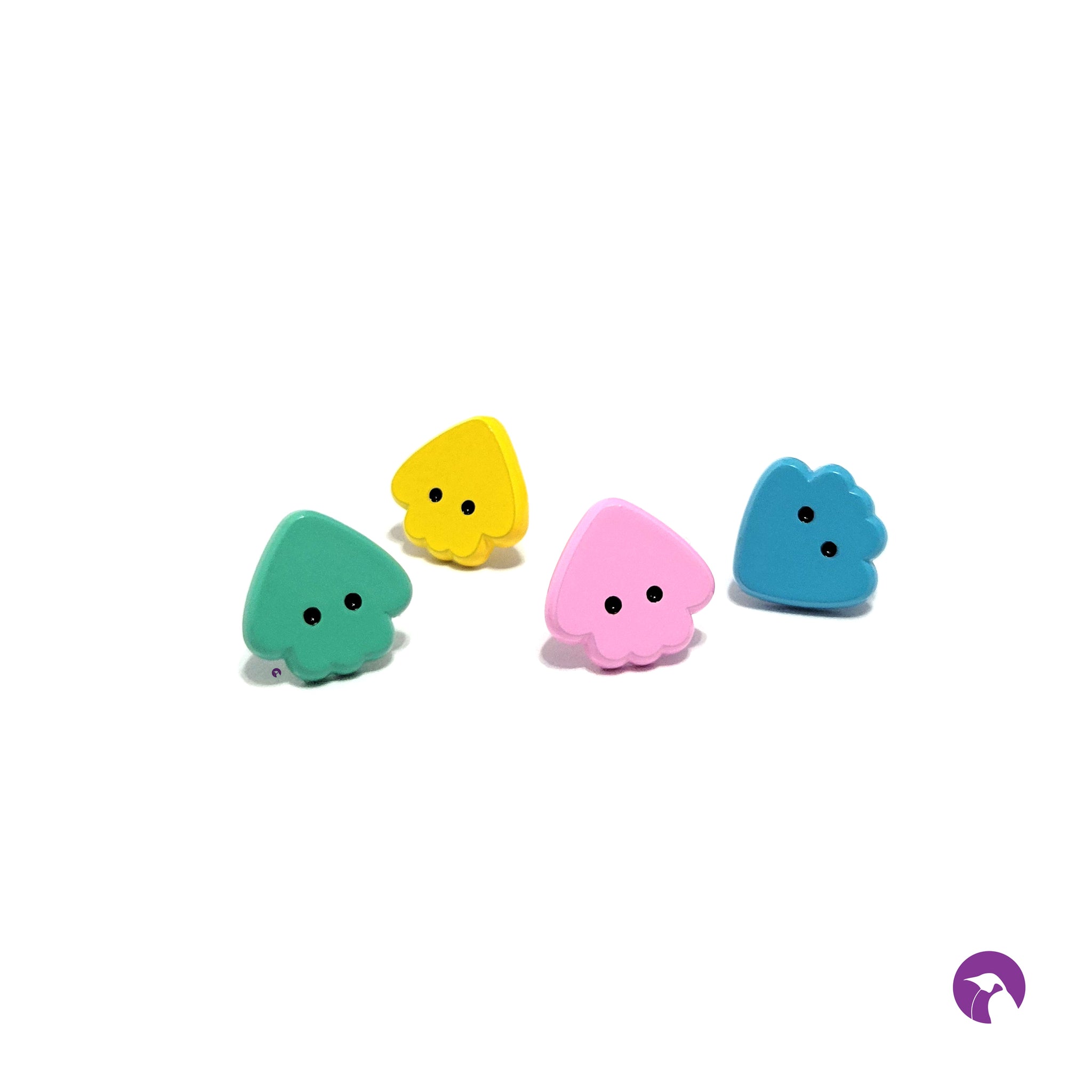 Dyed Mini Squid Pin Set - Pastel - 4 piece